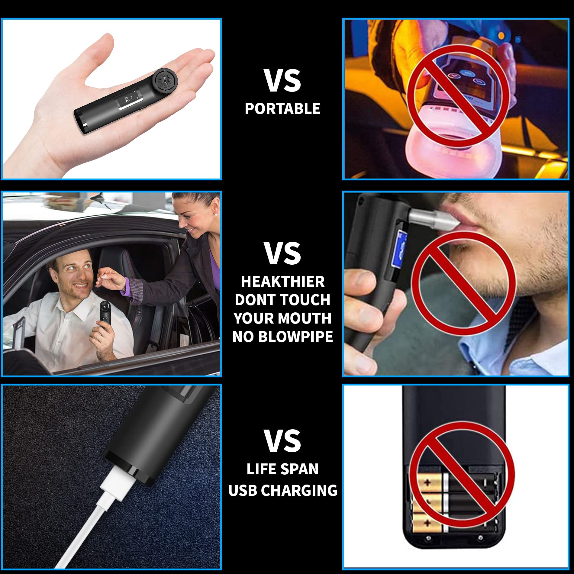 ZORBES Alcohol Tester Breathalyzer USB Rechargeable Portable Alcohol Testing Machine for Personal & Professional Use LCD Digital Display 0.00-0.19% BAC High Precision Data Memory Breathalyser ZORBES Alcohol Tester Breathalyzer USB Rechargeable Portable Alcohol Testing Machine for Personal & Professional Use LCD Digital Display 0.00-0.19% BAC High Precision Data Memory Breathalyser
